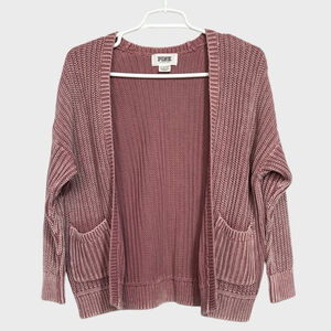 Victoria’s Secret PINK Knit Shrug Sweater Cardigan Pockets Dusty Rose sz XS ￼